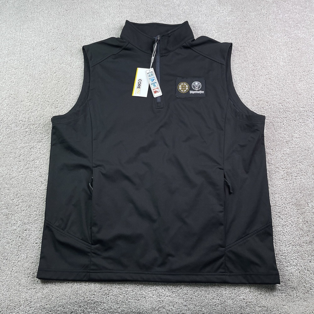 NEW Boston Bruins Vest Mens Large Black Softshell Core 365 Jagermeister Hockey